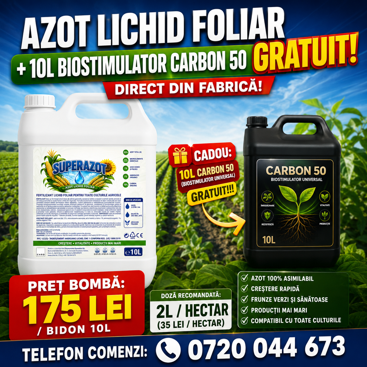 Pachet SUPERAZOT (10 Litri) + CARBON 50 (10 Litri) GRATUIT