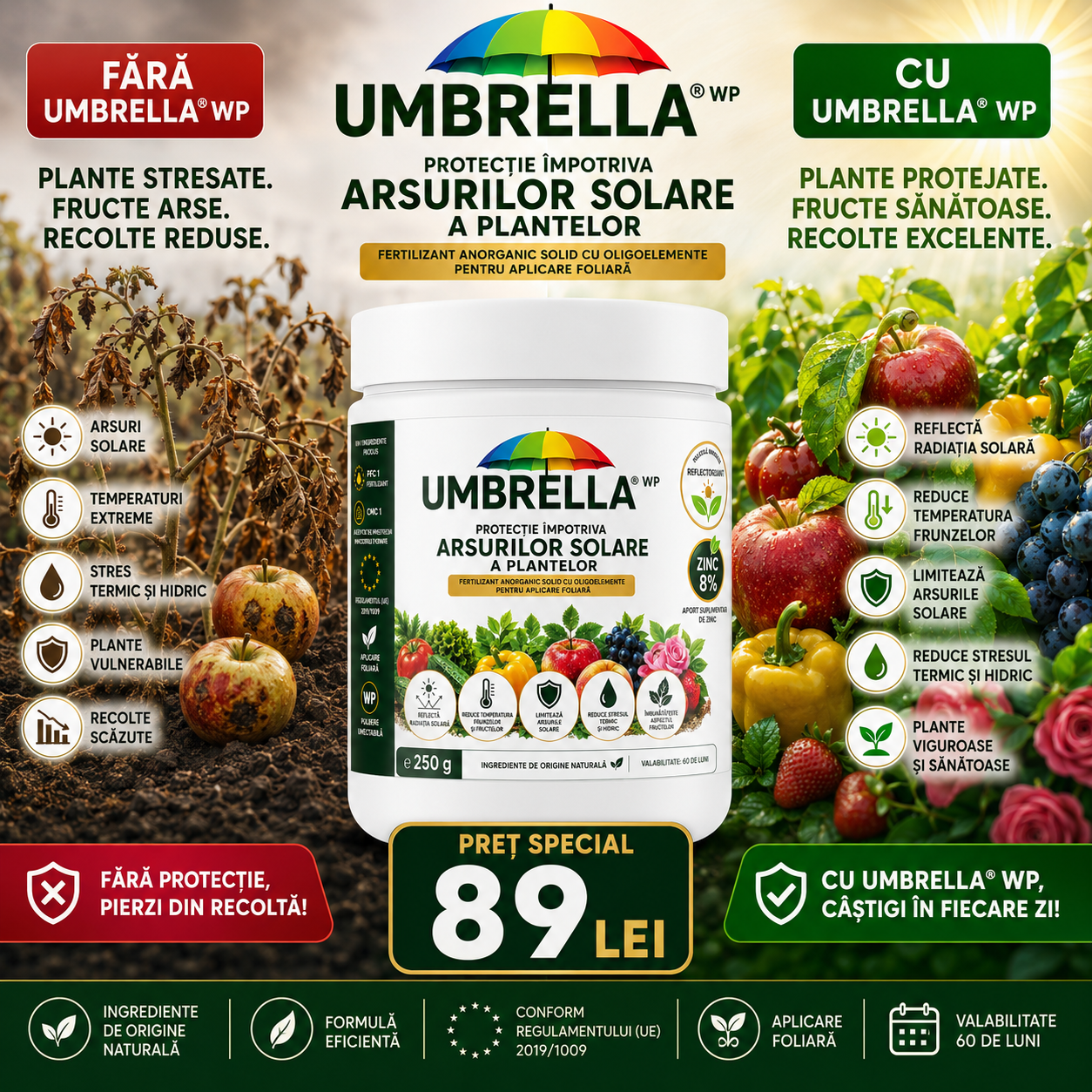 UMBRELLA WP, Fertilizant anorganic pentru reducerea stresului termic și a arsurilor solare