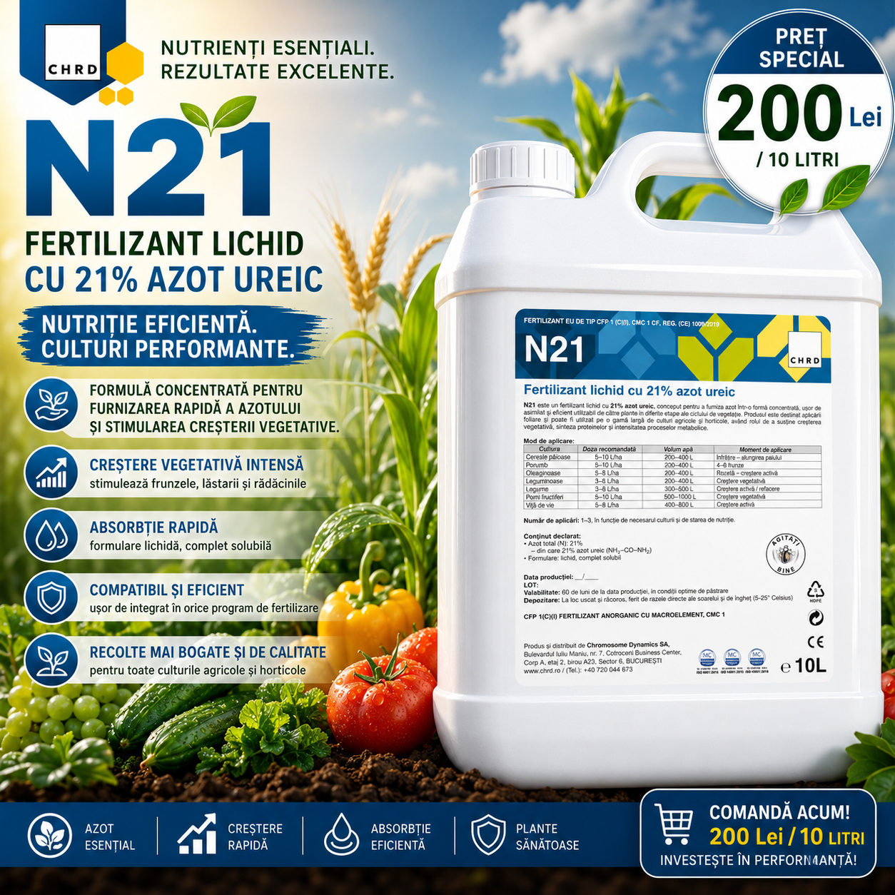 N 21, Fertilizant lichid cu azot ureic 21%