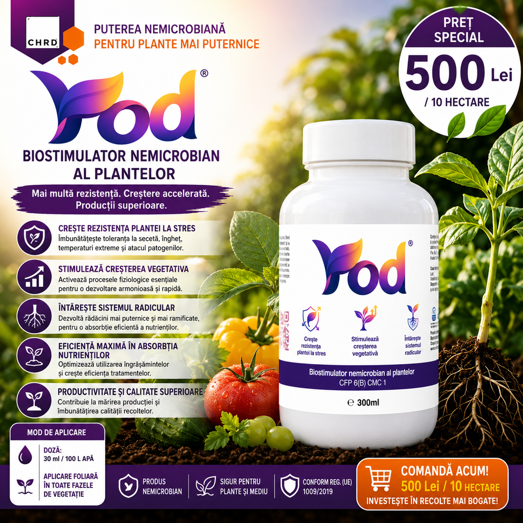 YOD®, Biostimulator nemicrobian al plantelor, 300ml