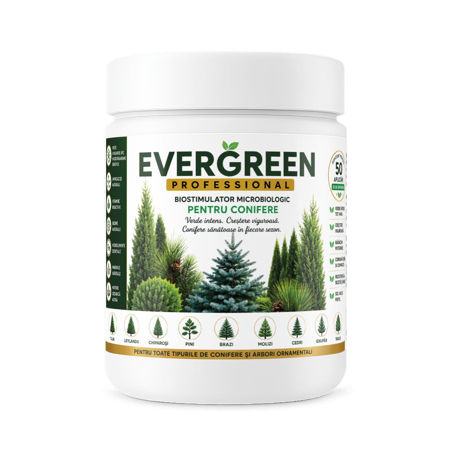 EVERGREEN PROFESSIONAL, Biostimulator microbian pentru conifere, arbori ornamentali și garduri vii