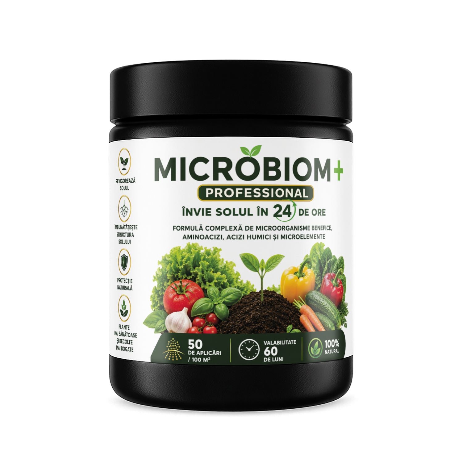 MICROBIOM+ PROFESSIONAL, Biostimulator microbian pentru regenerarea, revitalizarea și menținerea fertilității solului