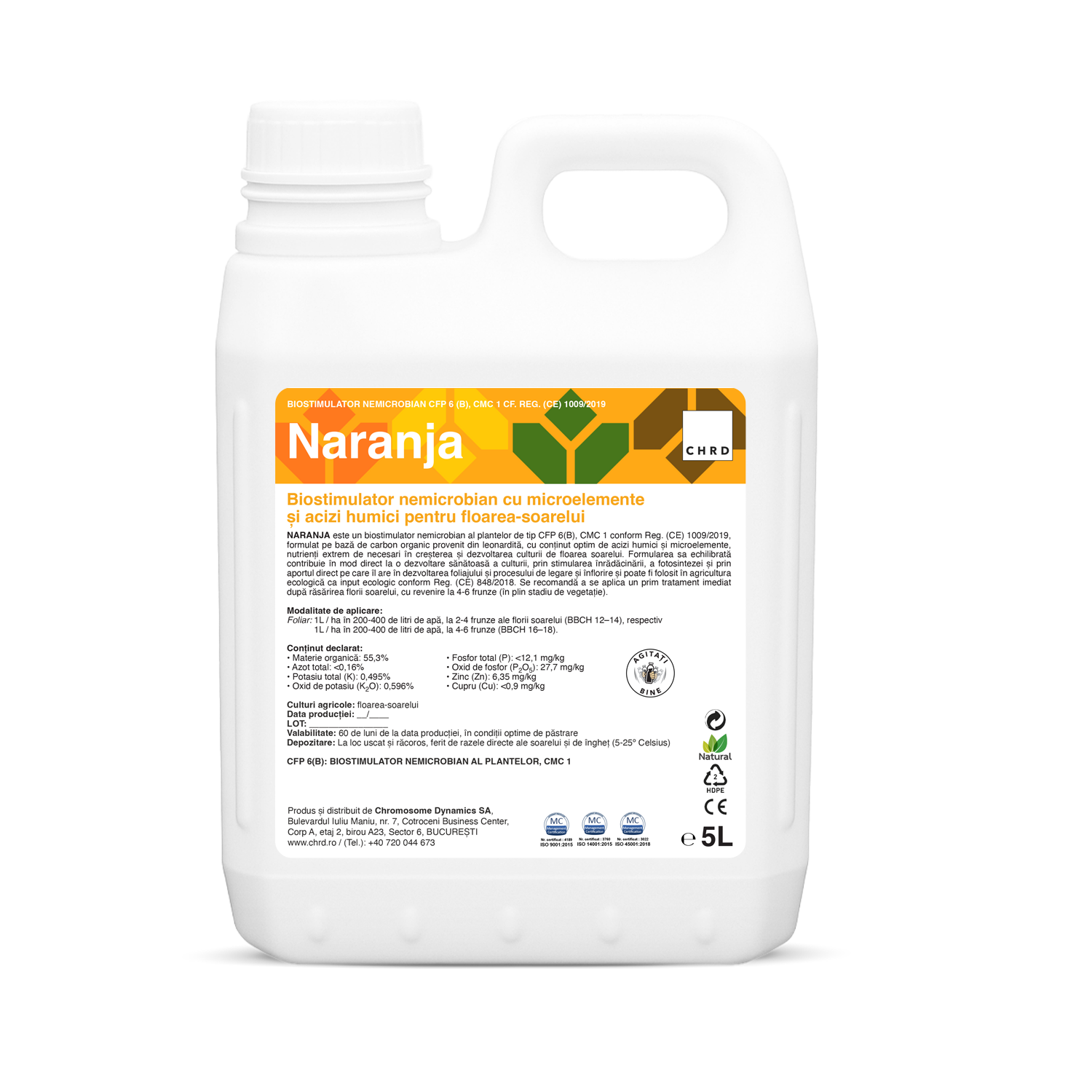 NARANJA, Biostimulator nemicrobian pentru cultura de floarea-soarelui